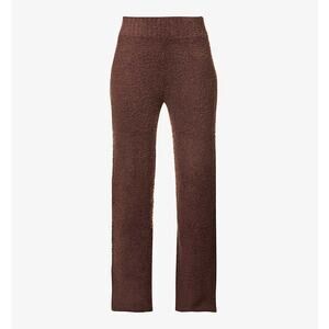Skims Cozy Knit Pants Garnet Plum Brown Fluffy Lounge Leg Trousers Size S/M